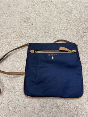 Michael Kors Navy and Tan Nylon Crossbody Messenger
